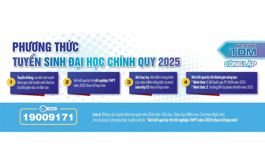 Trường Đại học Thủ Dầu Một công bố các phương án tuyển sinh năm 2025