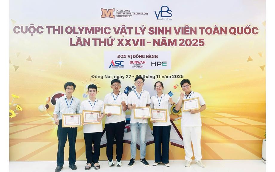 Sinh viên Trường Đại học Thủ Dầu Một đạt giải Ba toàn đoàn Kỳ thi Olympic Vật lý toàn quốc lần thứ XXVII - năm 2025