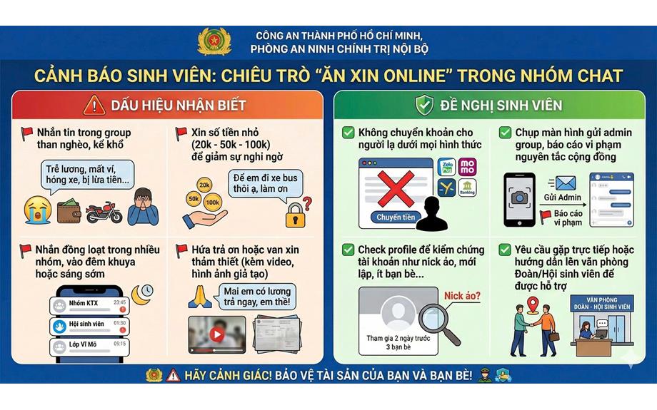 Cảnh báo sinh viên: Chiêu trò “ăn xin online” trong các nhóm chat