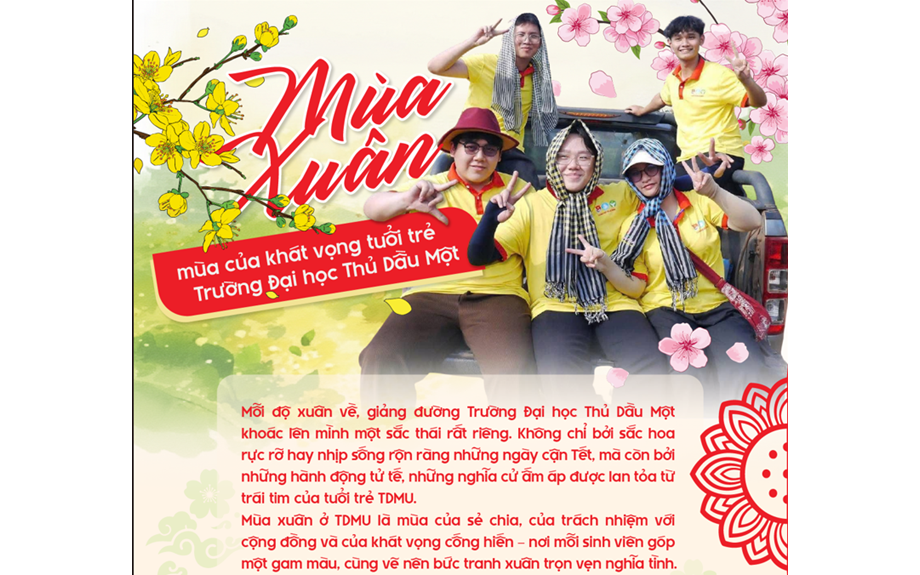 Mùa xuân: Mùa của khát vọng tuổi trẻ Trường Đại học Thủ Dầu Một