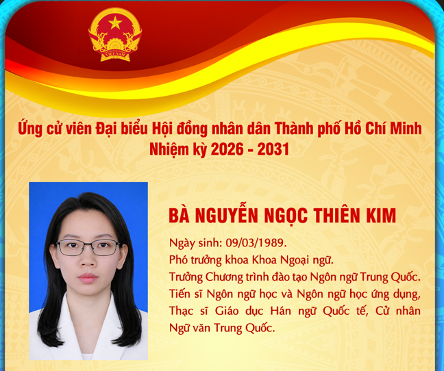 TS. Nguyễn Ngọc Thiên Kim tham gia ứng cử đại biểu HĐND TP.HCM nhiệm kỳ 2026–2031