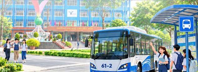 Tuyến xe buýt 61-2 kết nối Trường Đại học Thủ Dầu Một với cơ sở Phú Lợi và Thới Hòa