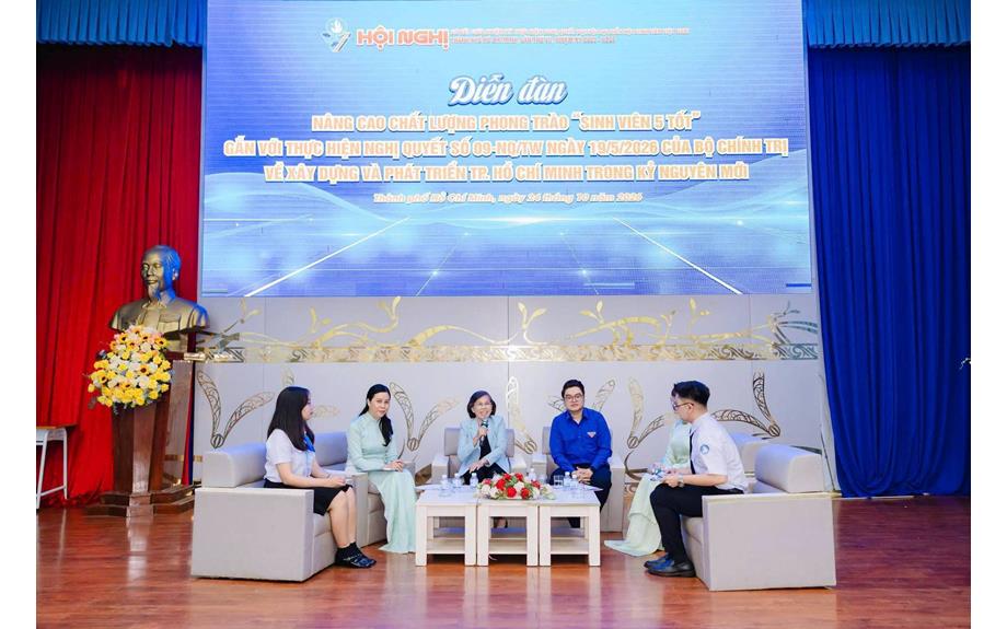 Diễn đàn nâng cao chất lượng phong trào “Sinh viên 5 tốt” gắn với yêu cầu phát triển Thành phố Hồ Chí Minh trong kỷ nguyên mới